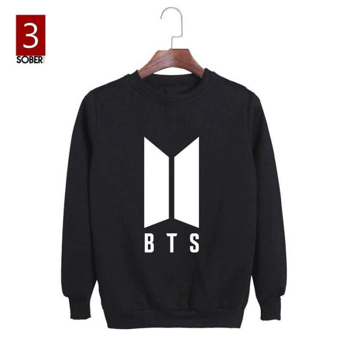 Sober Wear BTS Printed Pull Over Sweatshirt For womens - AceCart Warm Hooded Sweatshirt in Black