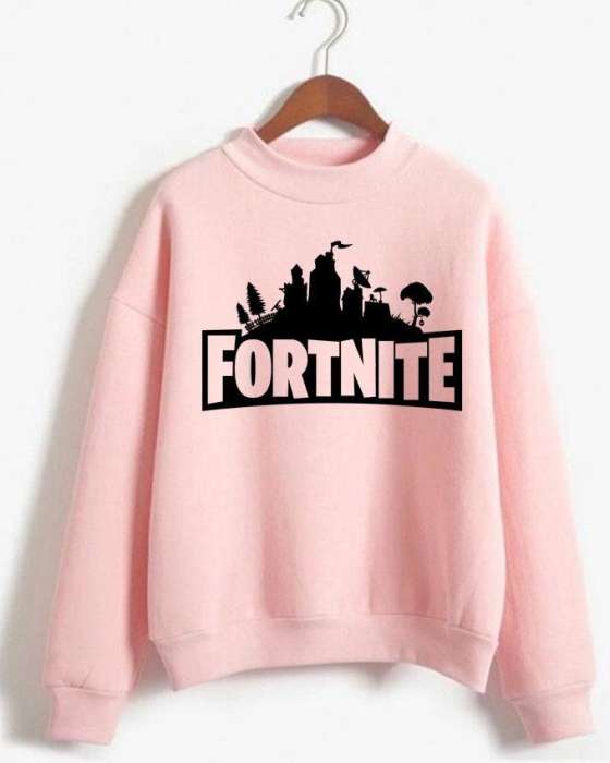 BABY PINK FORTNITE Sweatshirt Sweat Shirt O Neck Full Sleeves Casual Tshirt FOR WOMEN - AceCart Warm Hooded Sweatshirt in Pink