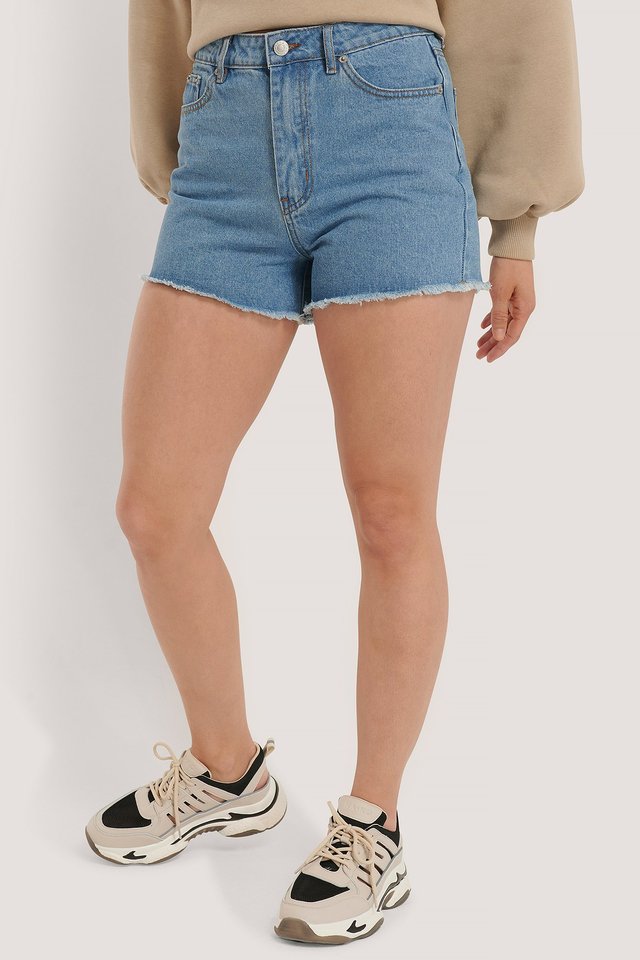 Short Denim Shorts ACE4 Blue For Womens  - Right Side View - AceCart