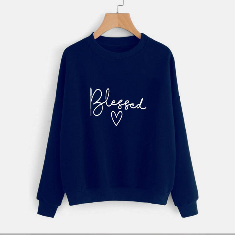 Blessed Fleece Full Sleeves Pull Over Sweatshirt For Women