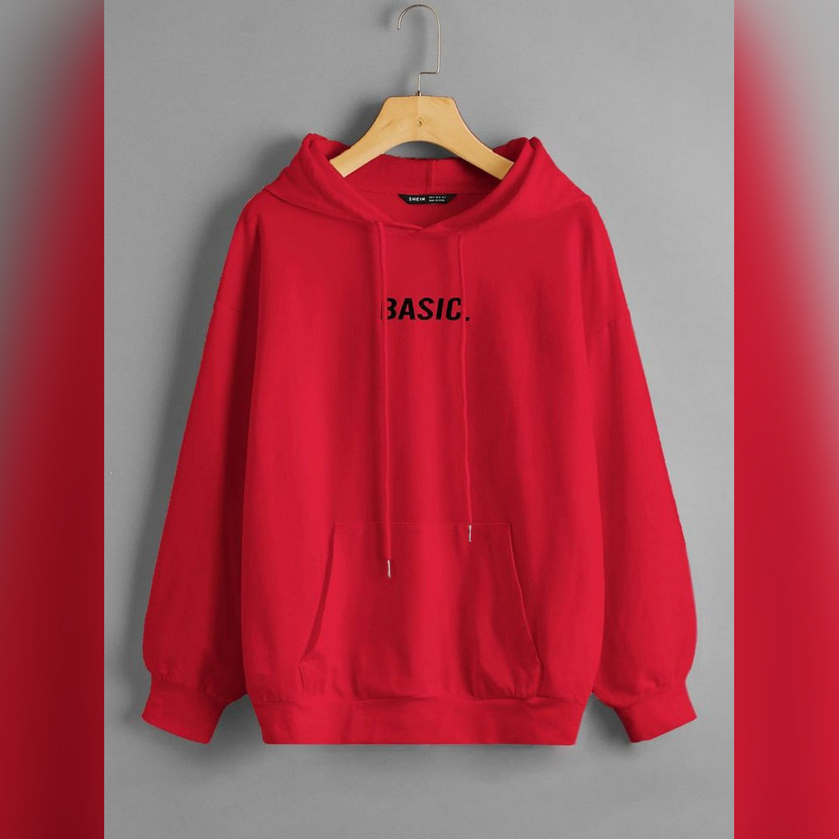 Basic Printed Fleece Full Sleeves Pull Over Hoodie For Men And Women