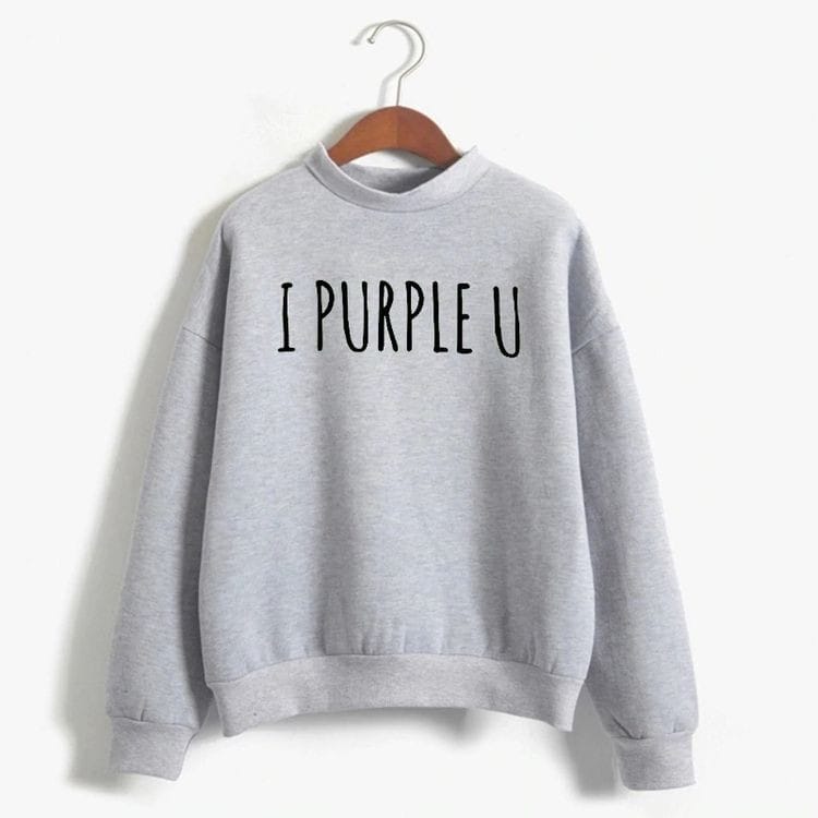 BTS I Purple You Printed Fleece Full Sleeves Sweatshirt For Women