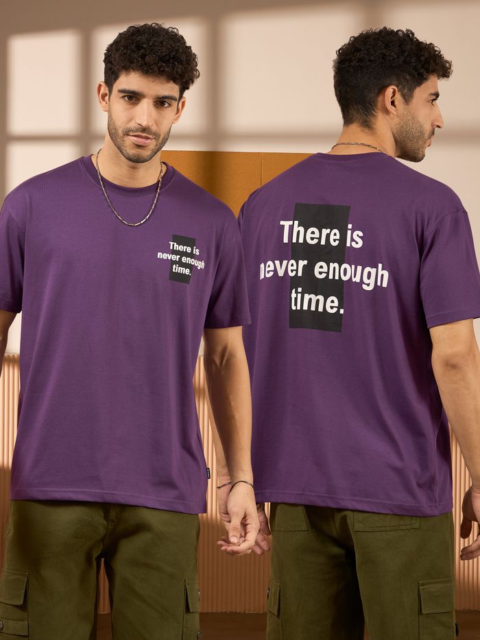 Motivational Violet Printed Oversized T-shirt for Men