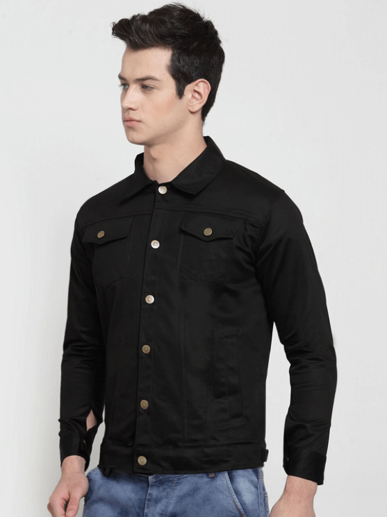 Mens Denim Jacket Black - Left View - AceCart