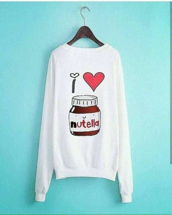 White I love Nutella Printed Sweat Shirt For Women - AceCart Warm Hooded Sweatshirt in White