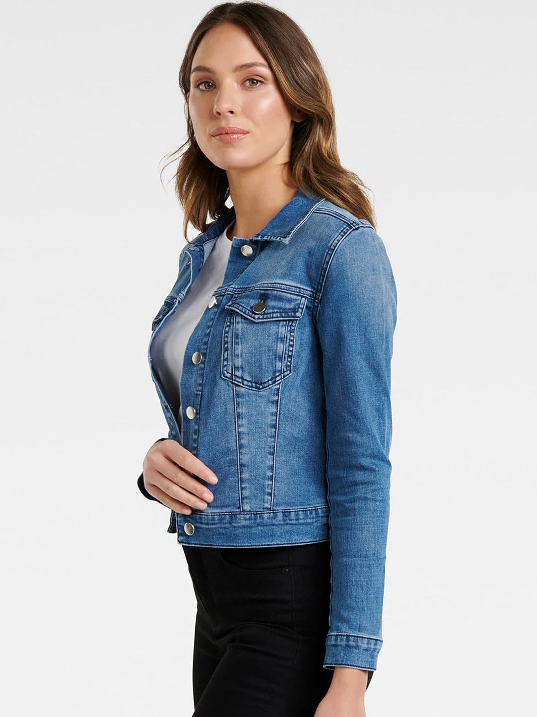 Women Blue Solid Jacket  - Front View - Available in Sizes L