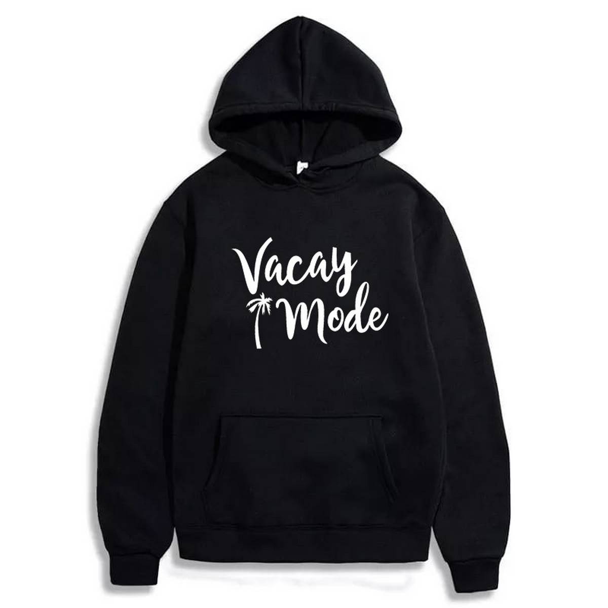 Vacation Mode Fleece Full Sleeves Pull Over Hoodie For Women