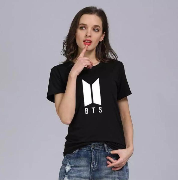 Trendy Spot Summer Fashion Black BTS Half Sleeves Printed T-shirt - Front View - AceCart