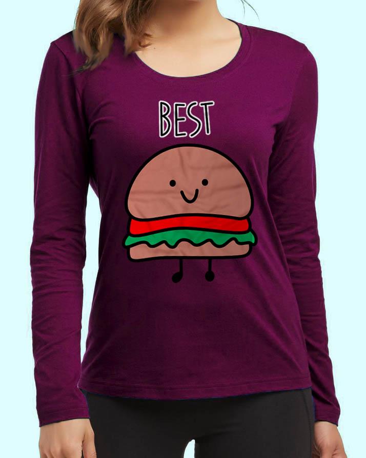 Burger High New Fashion Purple Excellent Quality High Graphic Full T-Shirt - Front View - AceCart