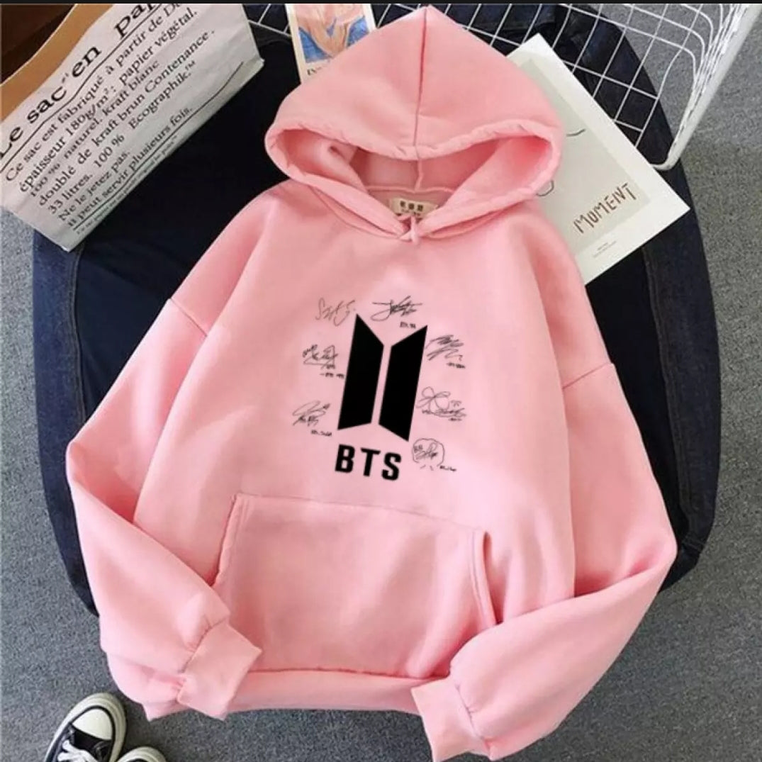 Hoodie Trendy Stylish Casual Fashionable BTS  BOOK FRONT Print In Pink zipper