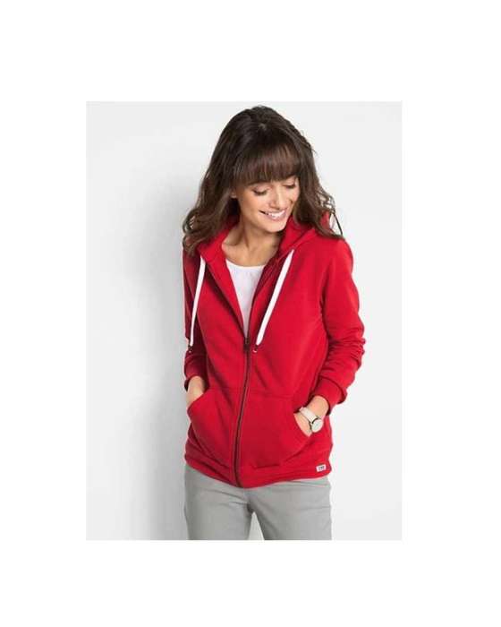 Stylish Red zipper For and Women - AceCart Warm Hooded Sweatshirt in Red