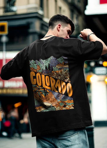 Colorado Printed Black Oversized T-Shirt