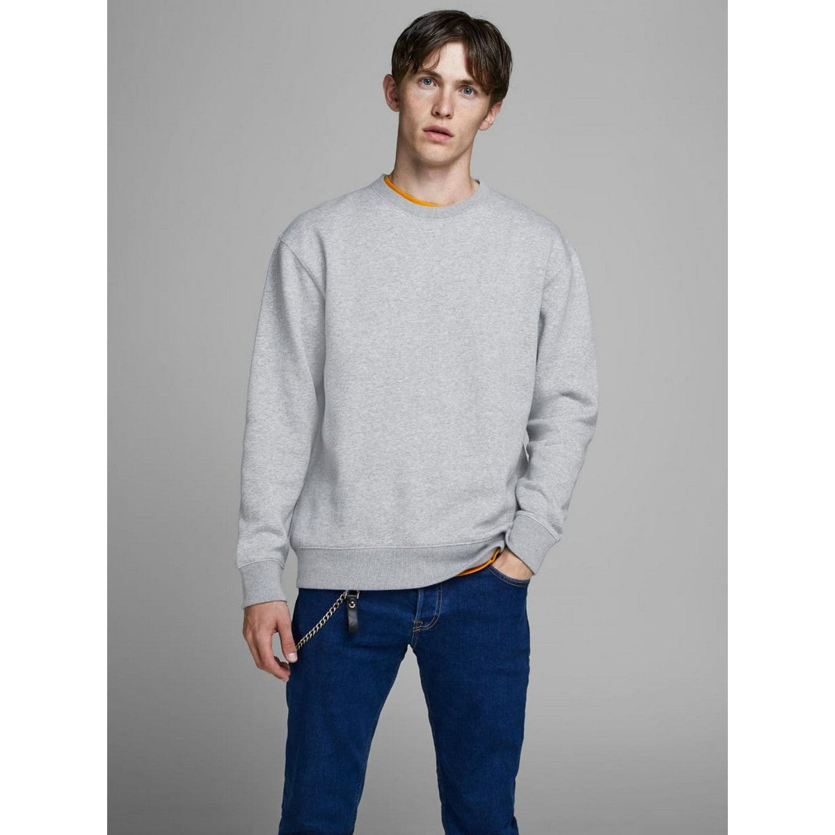 Grey Plain Fleece Full Sleeves Pull Over Sweatshirt For Men & Women