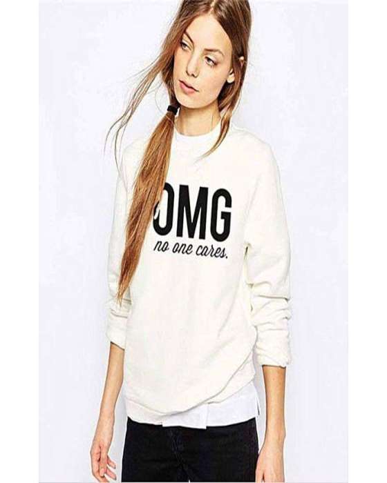 White omg Printed sweat shirt For and Women - AceCart Warm Hooded Sweatshirt in White