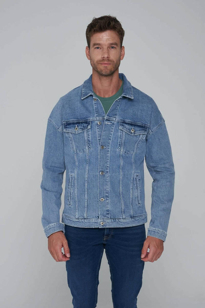 Ace Mens Denim Jacket Stretchable Fine Lycra M Blue