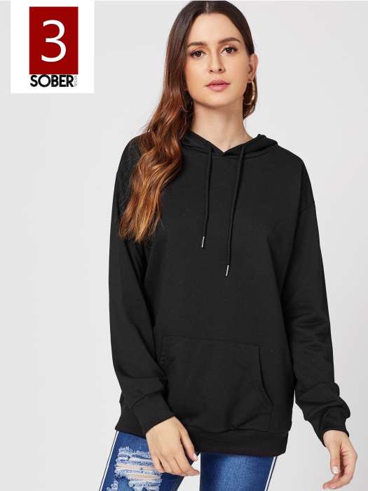 Ace Wear Fleece Cotton Hoodie For Women Black 961 - AceCart Warm Hooded Sweatshirt in Black