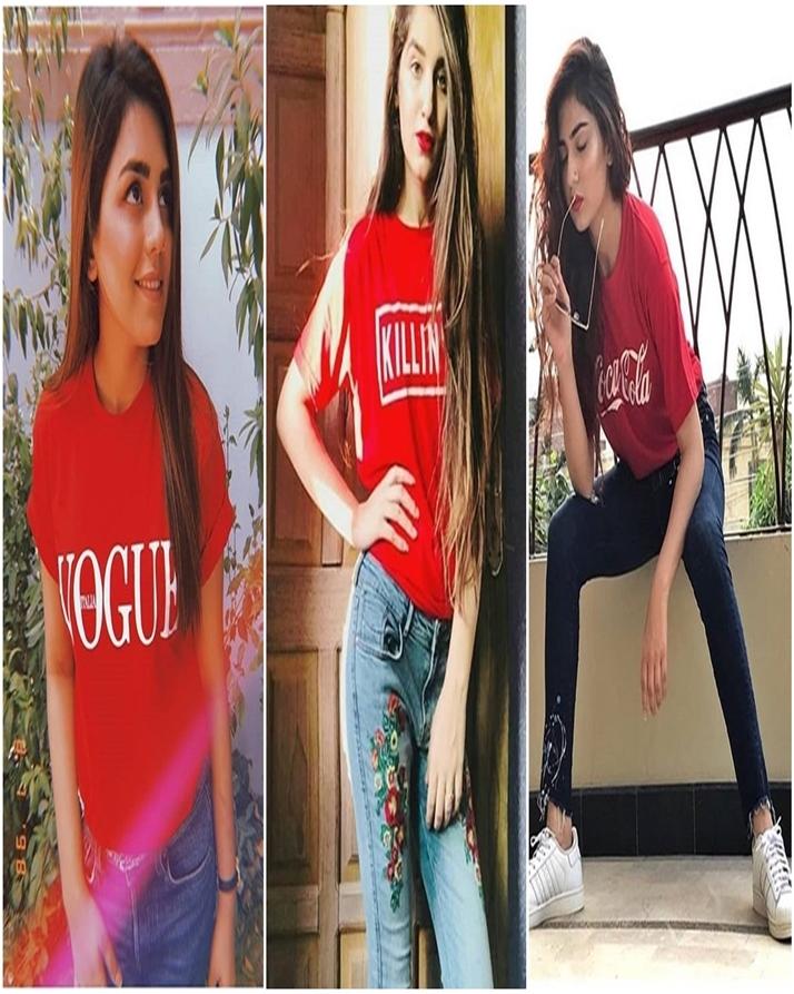 Pack Of 3 - Red Cotton Printed T-Shirt For Women - Front View - AceCart