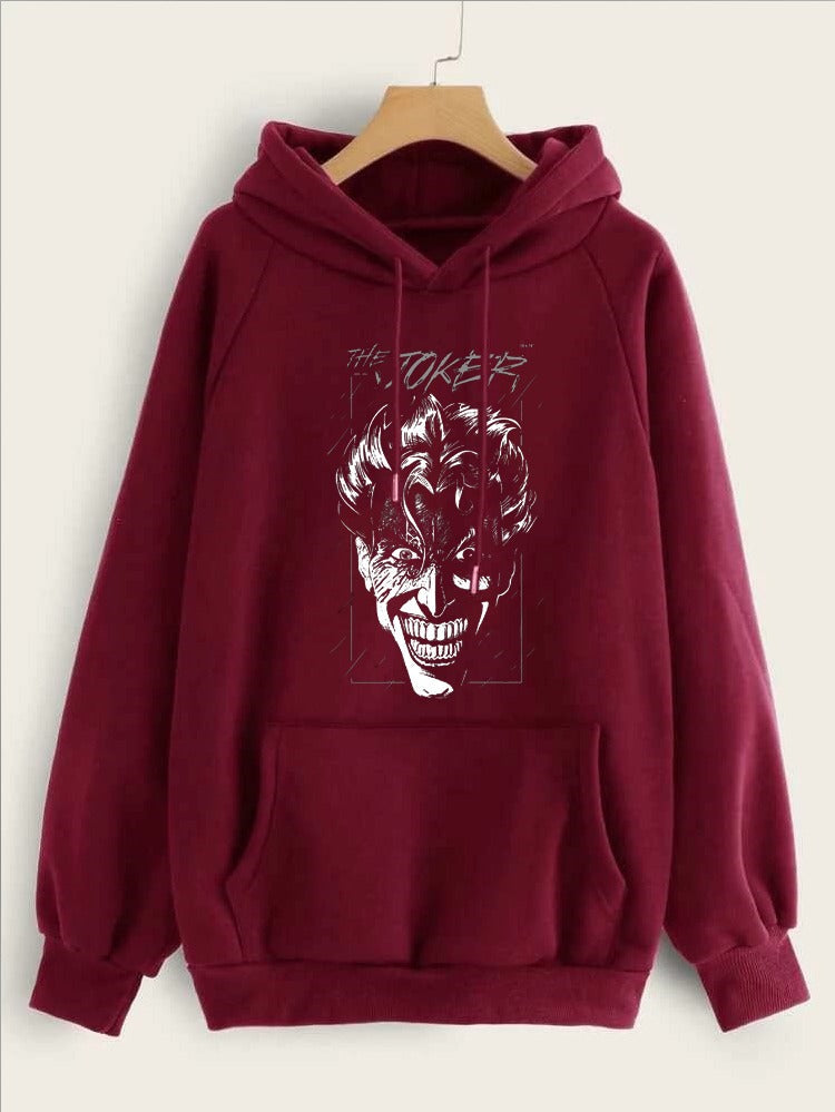 The Joker Printed Fleece Full Sleeves Pull Over Hoodie For Men