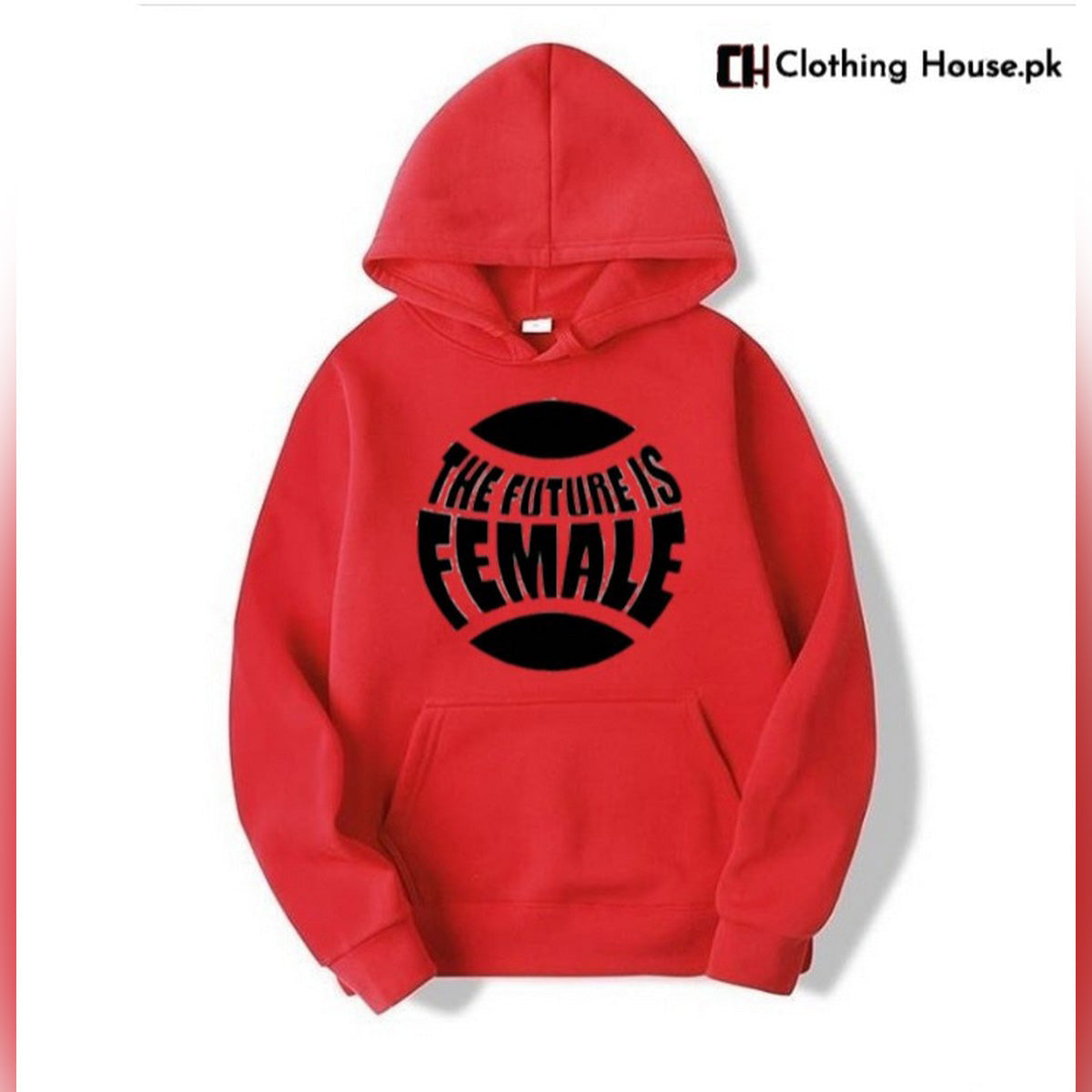 Red The Future is Female Fleece Full Sleeves Pull Over Hoodie For Women