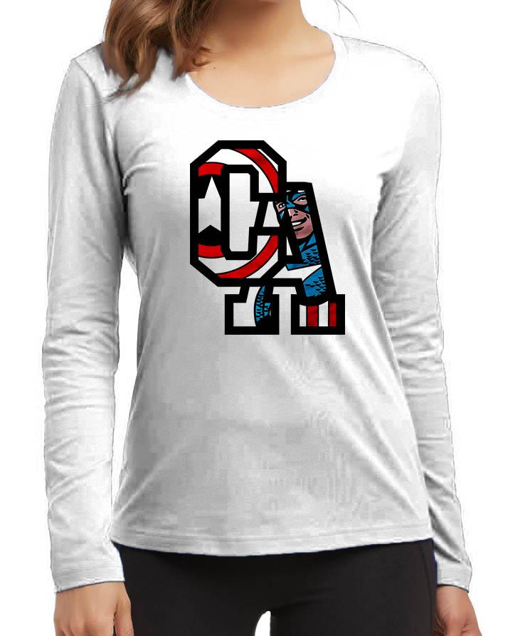 Captain America New Fashion White Excellent Quality High Graphic Full TS-Shirt - Front View - AceCart