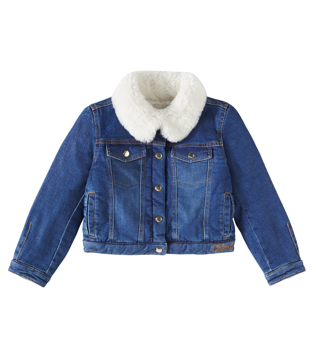 Kids Sherpa Full Fur Denim Jacket