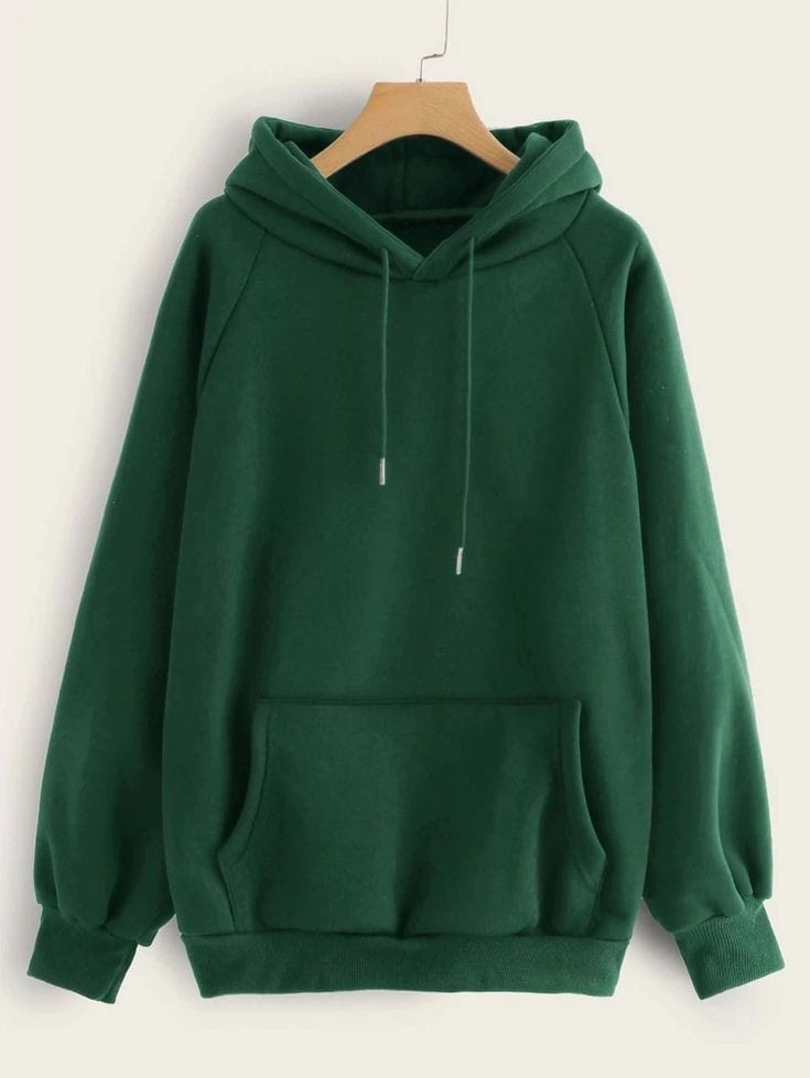 Green Fleece Full Sleeves Pull Over Hoodie