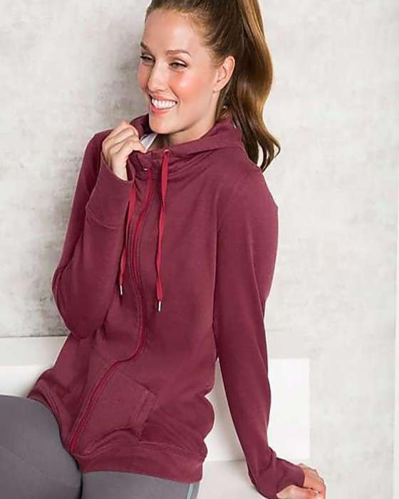 Maroon Ladies Zipper Hoodie 289 - AceCart Warm Hooded Sweatshirt in Maroon