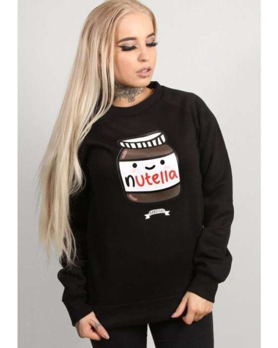 Nutella Sweatshirt for Ladies - AceCart Warm Hooded Sweatshirt in Black