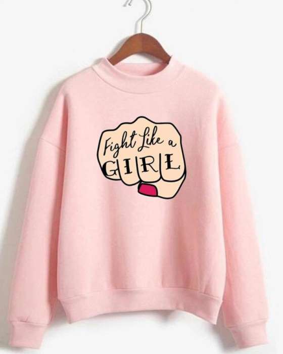 PINK FIGHT LIKE A SWEATSHIRT FOR womens - AceCart Warm Hooded Sweatshirt in Pink