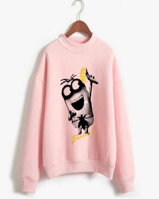 MINIONS Printed Sweat Shirt For womens - AceCart Warm Hooded Sweatshirt in Pink