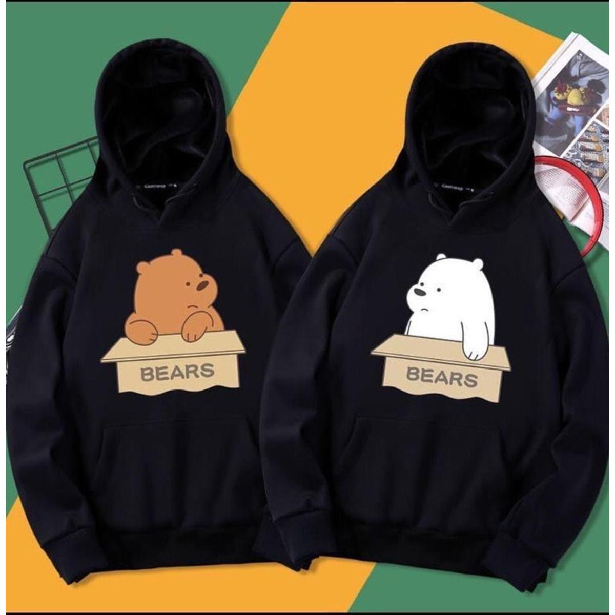 Pack Of 2 Cute Bears Printed Winter Fleece Full Seeves Hoodie For Women