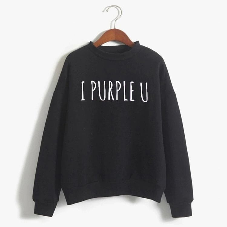 BTS I Purple You Printed Fleece Full Sleeves Sweatshirt For Women