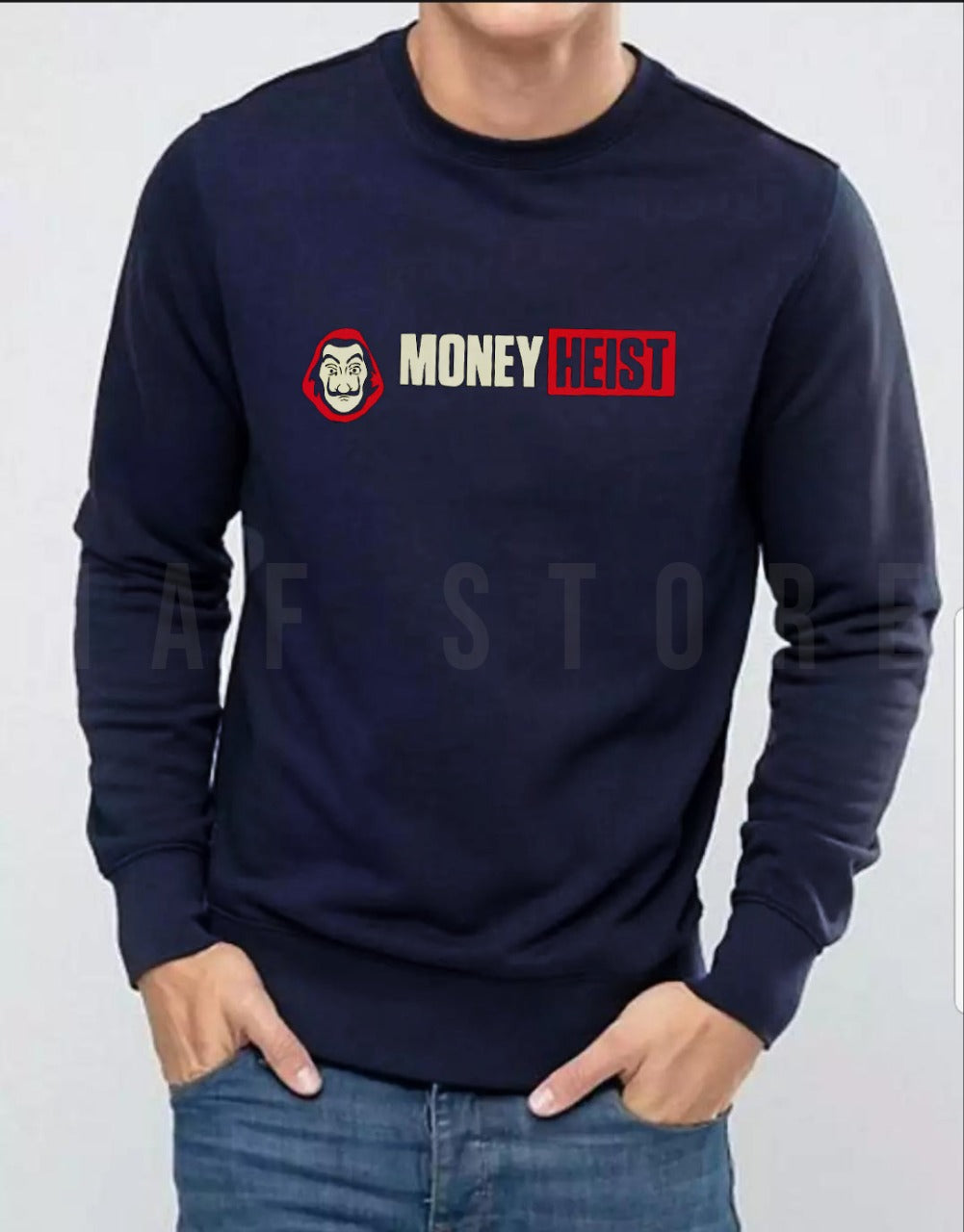 Navy blue Money Heist Printed Sweatshirt for Men