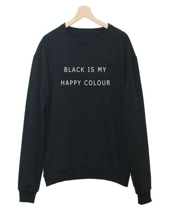 Black Is Happy Colour Printed Sweatshirt For womens - AceCart Warm Hooded Sweatshirt in Black