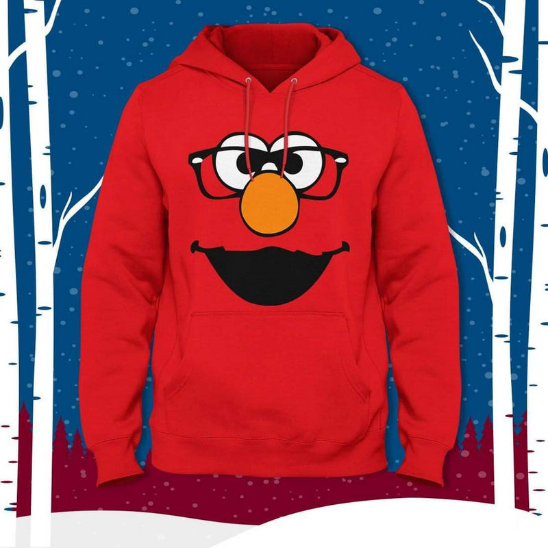 Red Cartoon Fleece Full Sleeves Pull Over Hoodie For Women