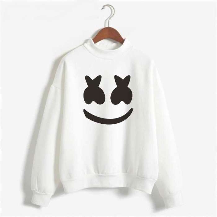 White Marshmallow Printed Sweat Shirt For and Women Sw 004 - AceCart Warm Hooded Sweatshirt in White