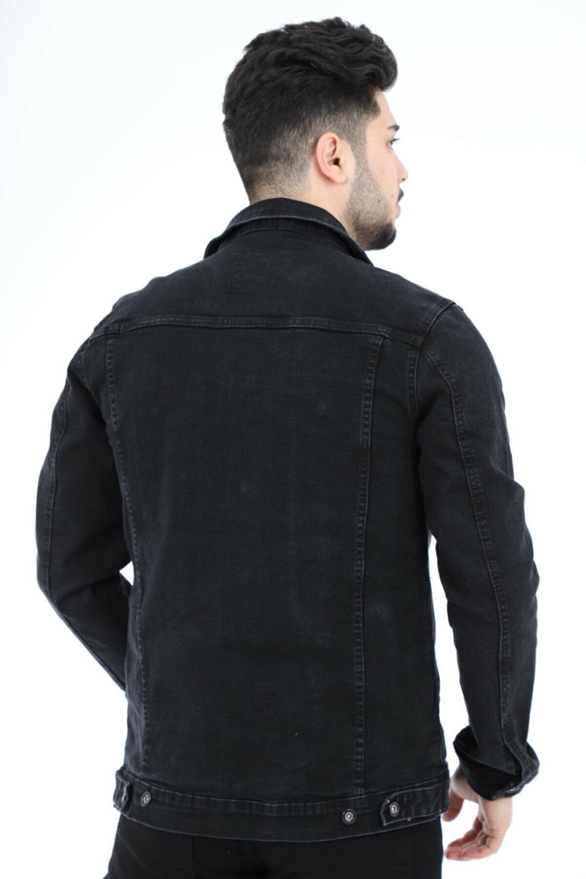 Ace Mens Denim Jacket Stretchable Fine Lycra L Black