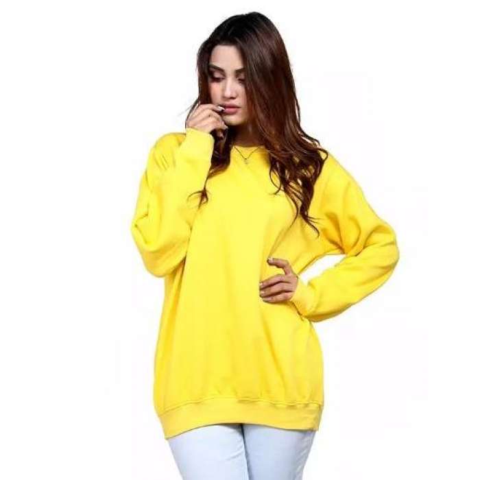 Yellow Fleece Sweatshirt For Women - AceCart Warm Hooded Sweatshirt in Yellow