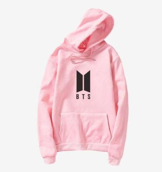 BTS Baby Pink Hoodie Pocket Drawstring Hooded Casual Pullover 13 - AceCart Warm Hooded Sweatshirt in Pink