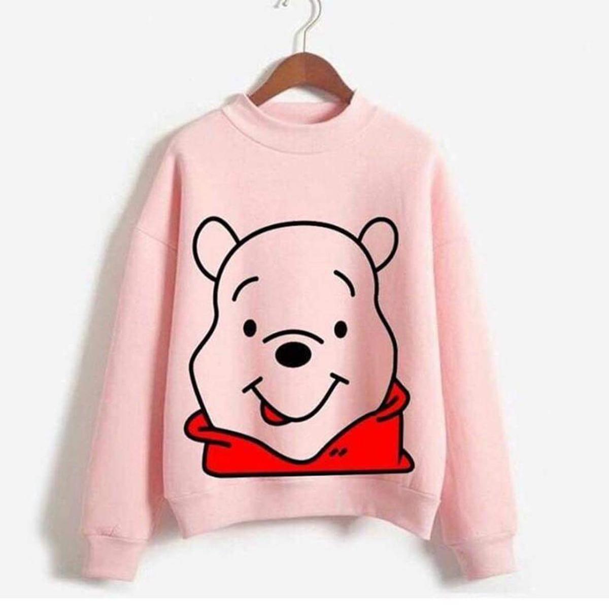 Pink Pooh Fleece Full Sleeves Pull Over Sweatshirt For Women