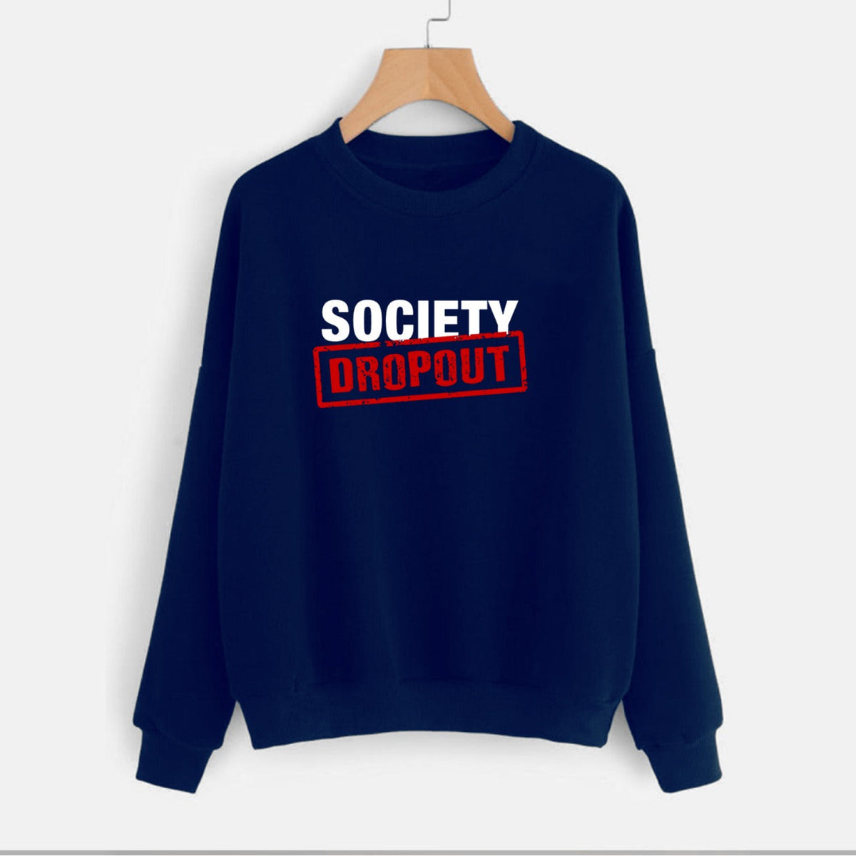 Society Dropout Fleece Full Sleeves Pull Over Sweatshirt For Women