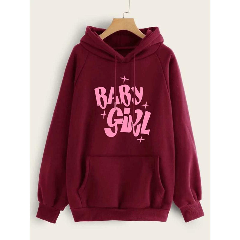 Baby Girl Fleece Full Sleeves Pull Over Hoodie For Women