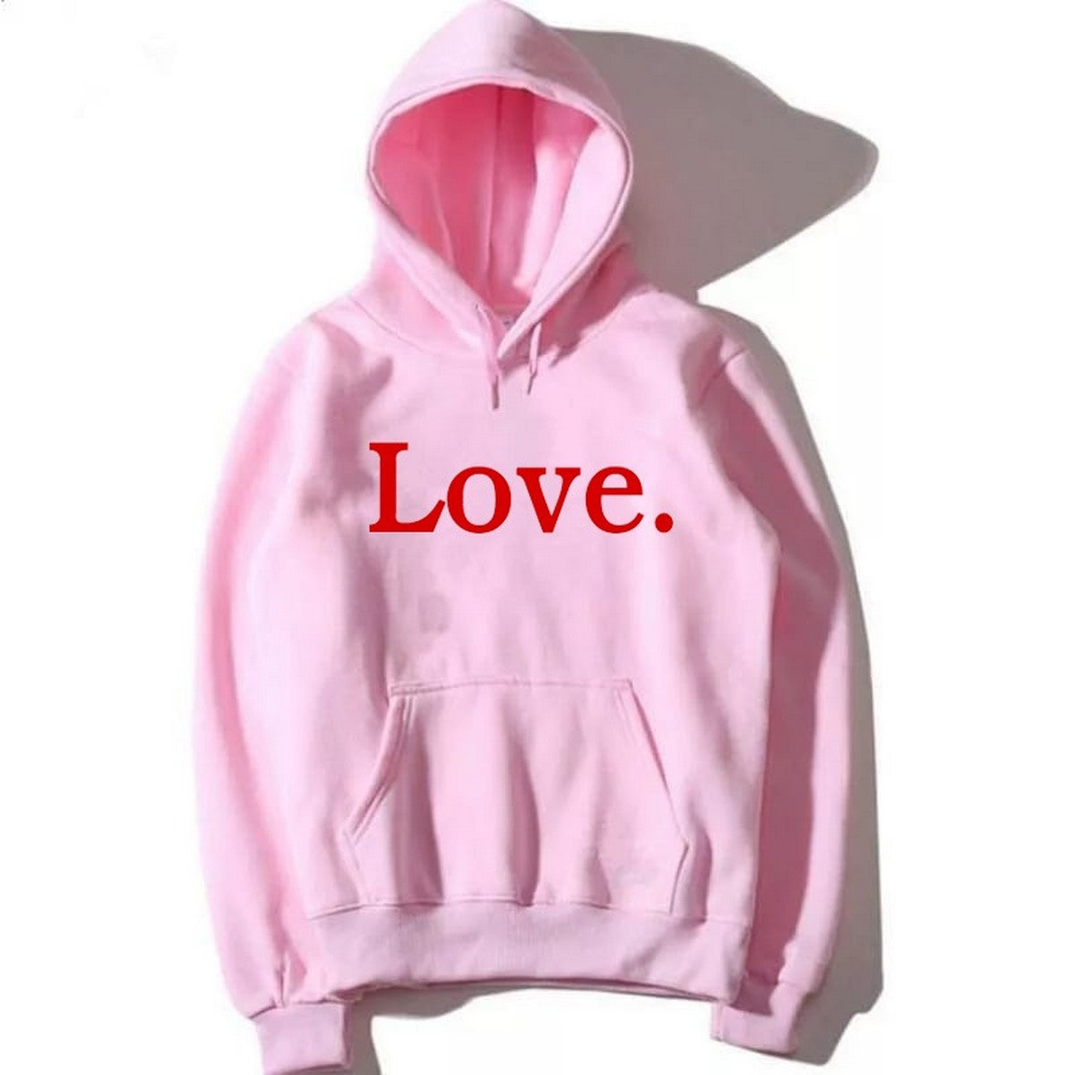 Love Printed Fleece Full Sleeves Pull Over Hoodie For Women