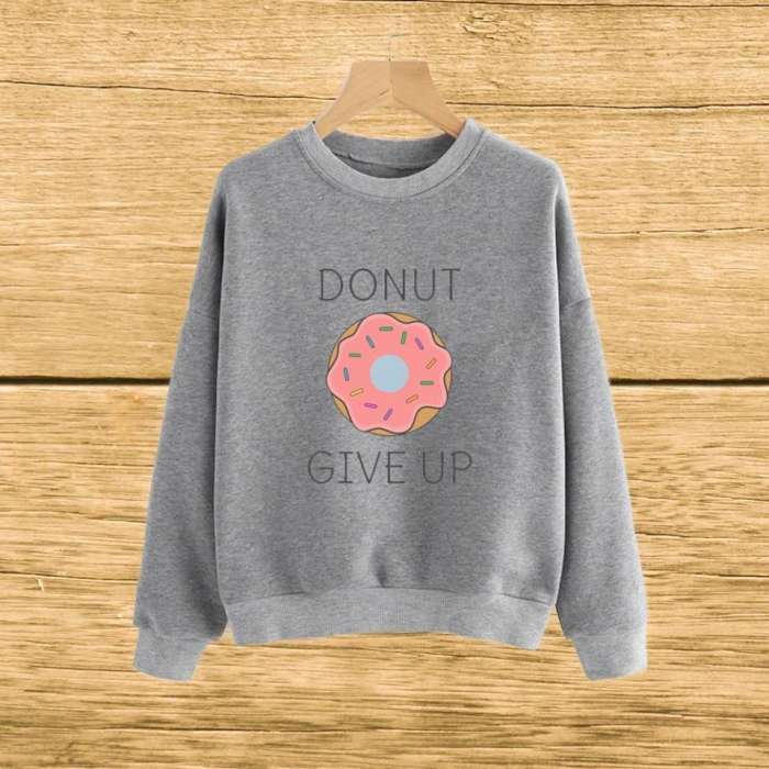 Grey donut sweat shirt For and Women - AceCart Warm Hooded Sweatshirt in Grey