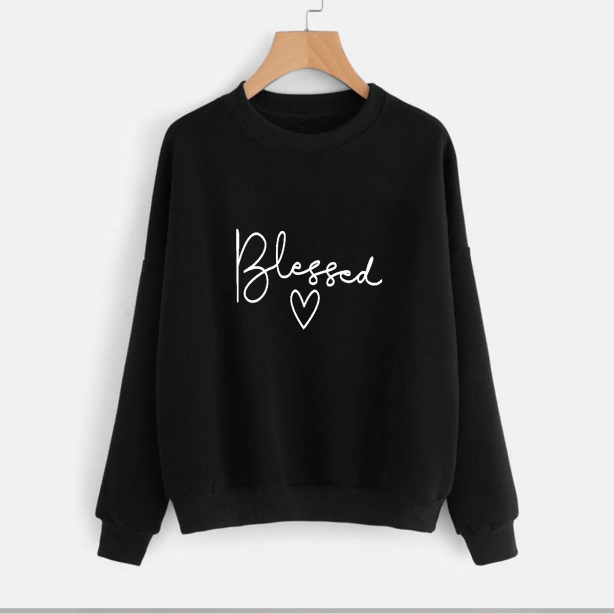 Blessed Fleece Full Sleeves Pull Over Sweatshirt For Women