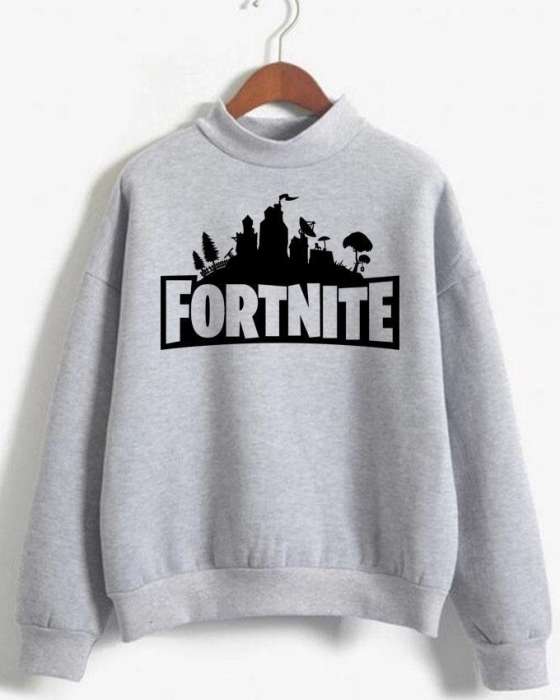 GREY FORTNITE Sweatshirt Sweat Shirt O Neck Full Sleeves Casual Tshirt FOR WOMEN - AceCart Warm Hooded Sweatshirt in Grey