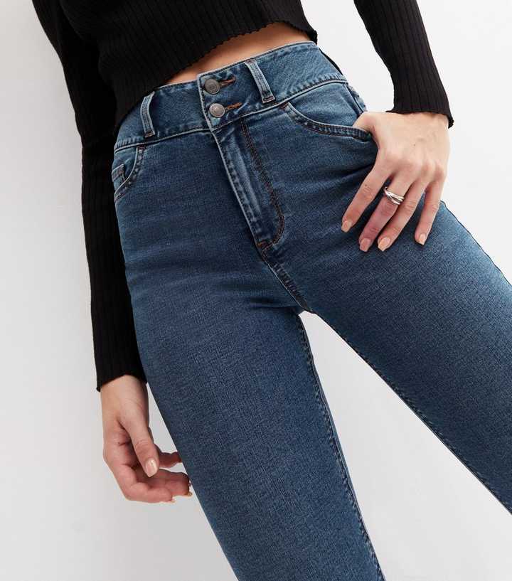 Blue Lift & Shape High Waist Yazmin Skinny Jeans - Back View - AceCart