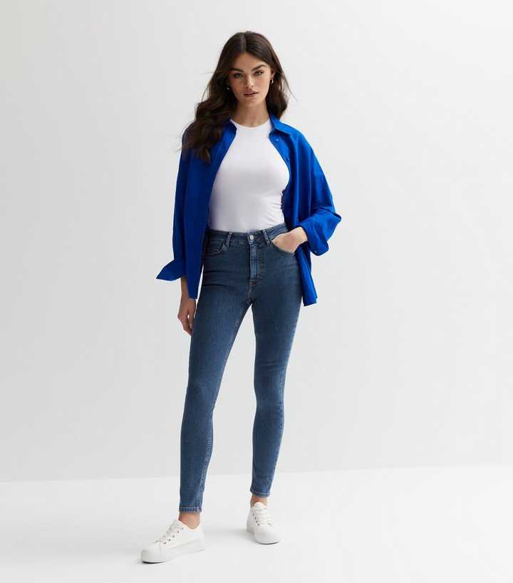 Blue Mid Rise Skinny Jeans