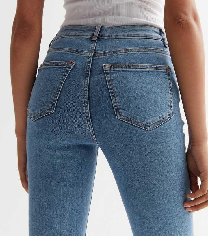 Blue Mid Rise Amie Skinny Jeans - Back View - AceCart