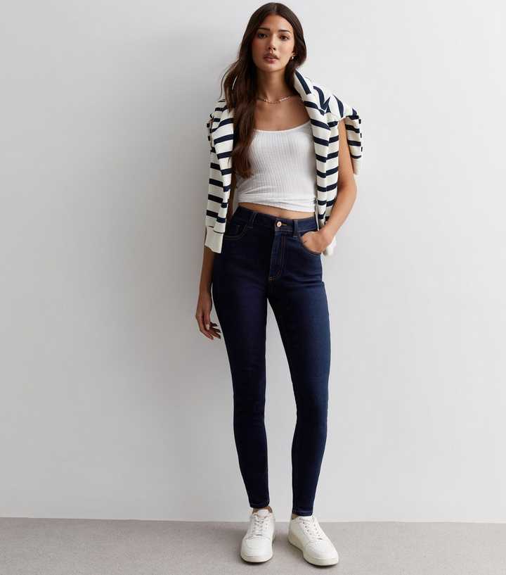 Blue Mid Rise Skinny Jeans